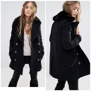 FREE PEOPLE Sedgwick Wool Military Coat Jacket XS